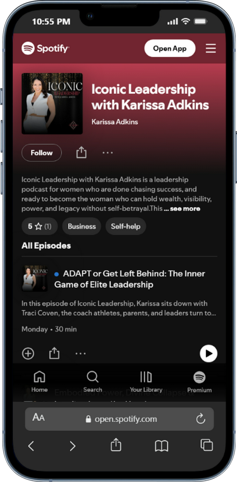 Iconic Leadership Podcast on Spotify Mock up
